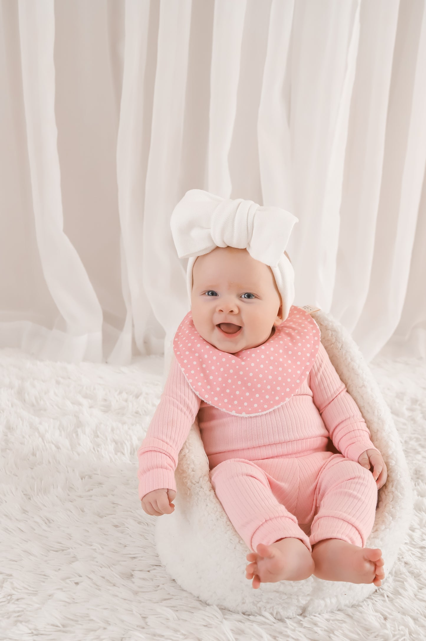 Sugar Sprinkle Dribble Bib – Pink Polka Dot | Handmade Baby Bib with Bamboo Backing