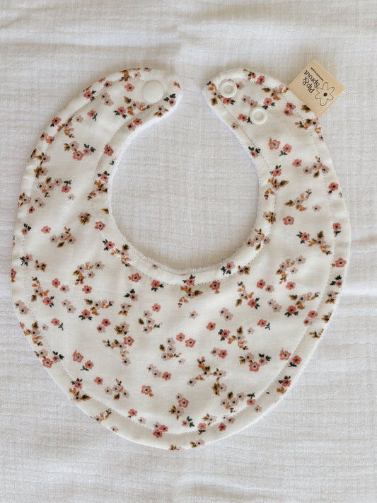 Neutral baby bib in classic round shape. Dribble bib, handmade in Australia. 