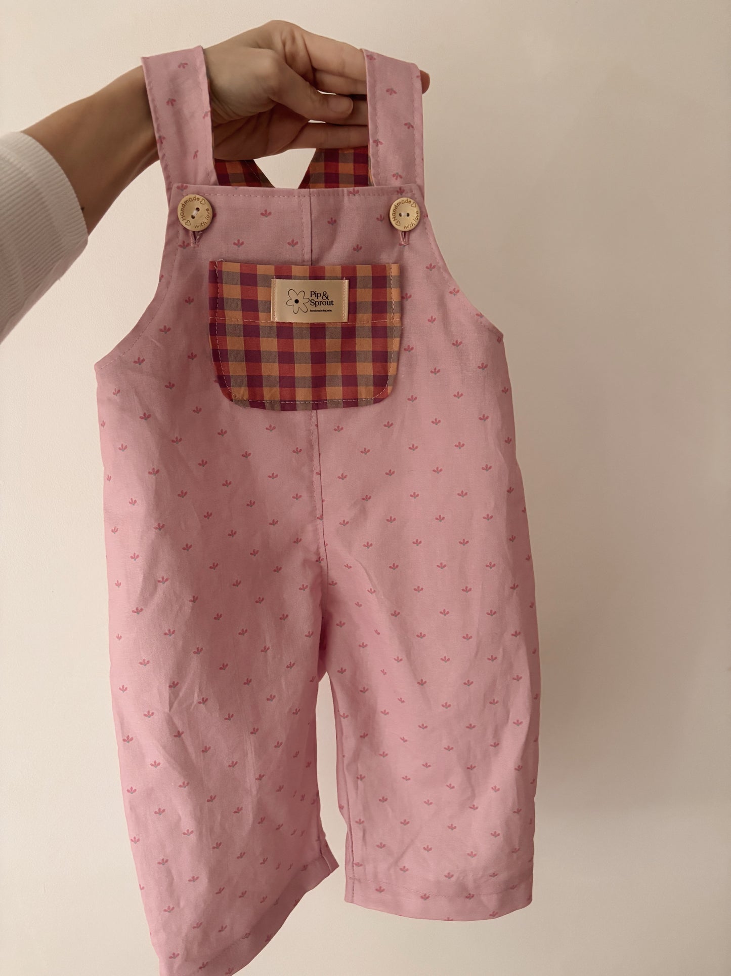 Organic Cotton Toddler Overalls | Floral gingham