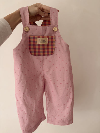 Organic Cotton Toddler Overalls | Floral gingham