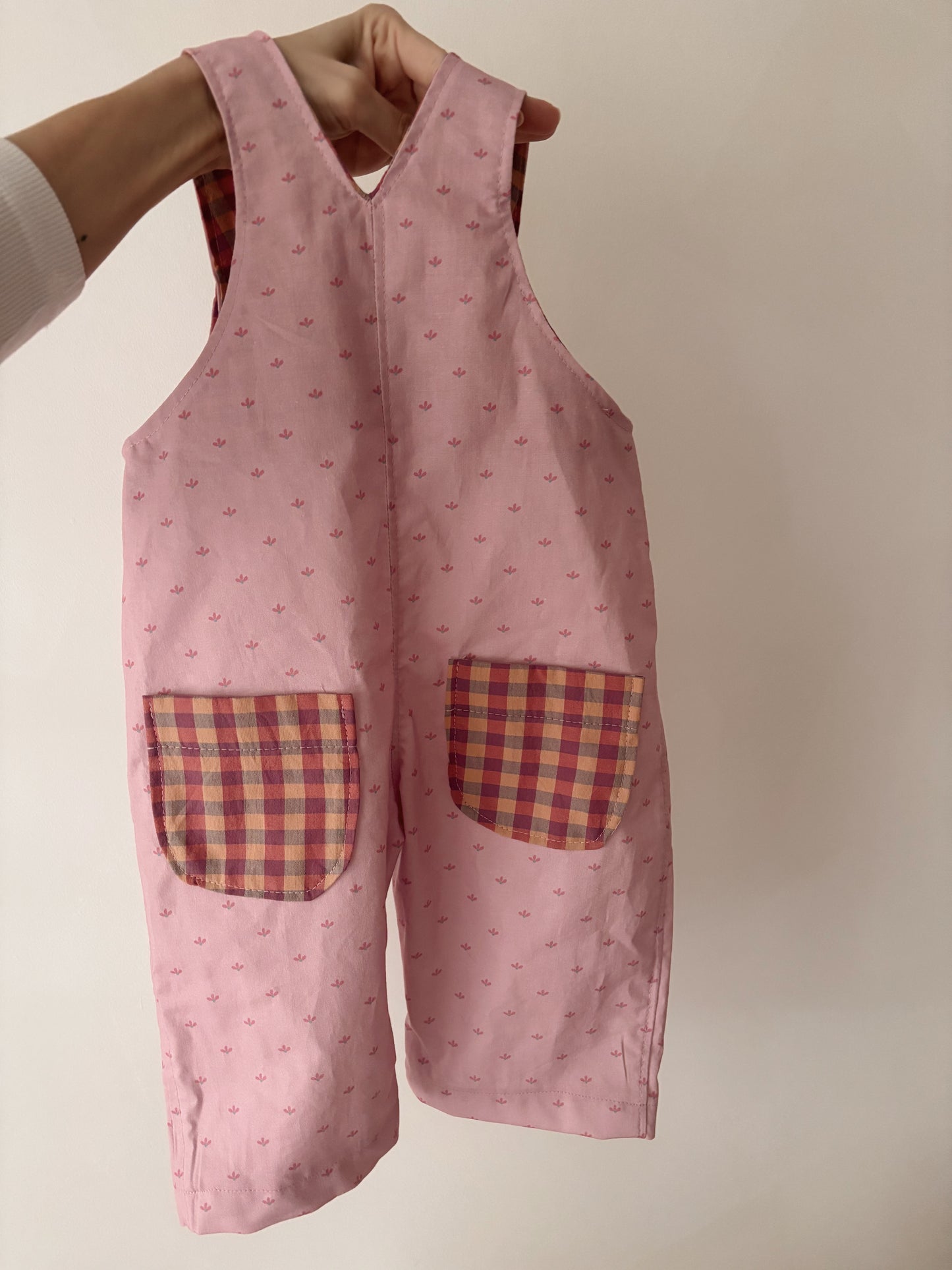 Organic Cotton Toddler Overalls | Floral gingham