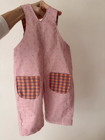Organic Cotton Toddler Overalls | Floral gingham