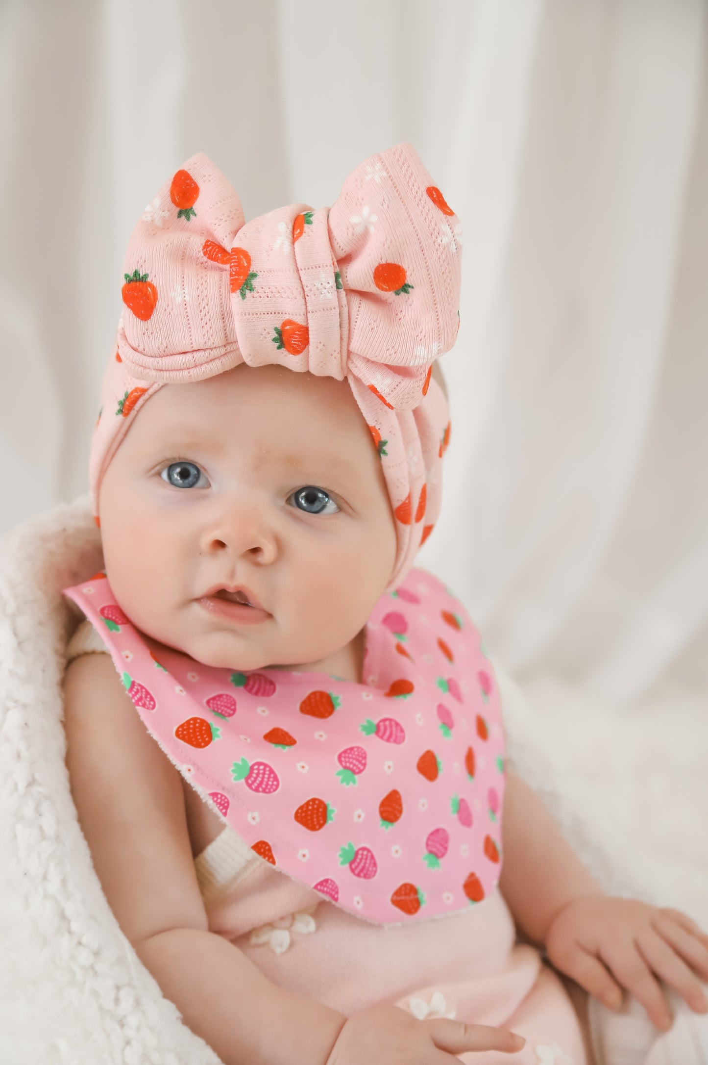 Berry Sweet Dribble Bib – Strawberry Print | Handmade Baby Bib with Bamboo Backing