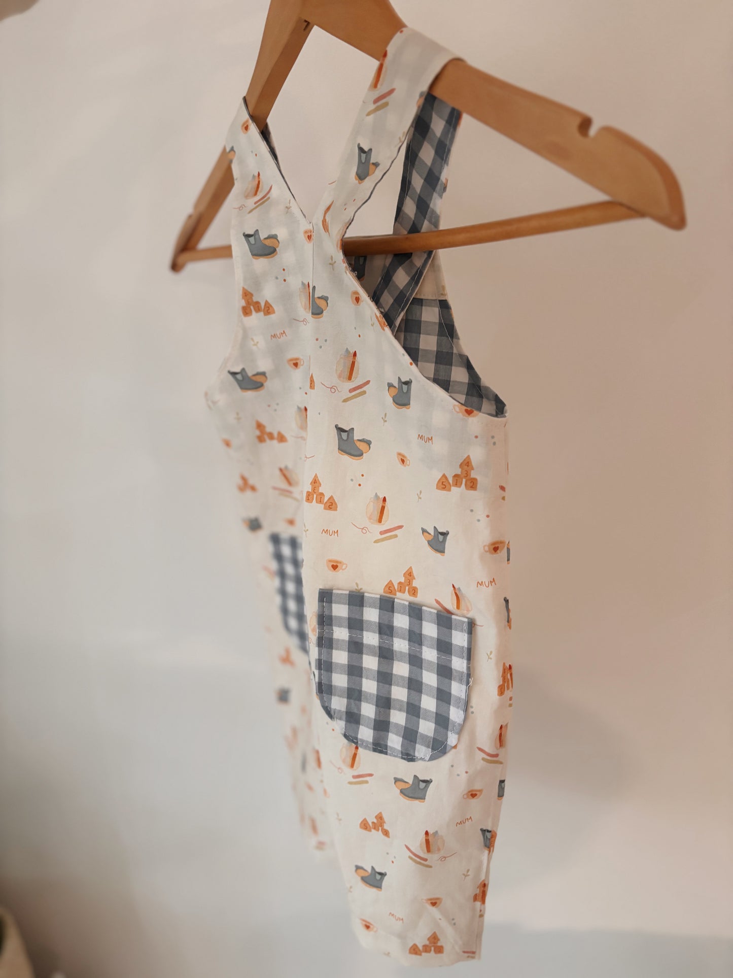 Handmade Organic Cotton Toddler Overalls |Motherhood Print